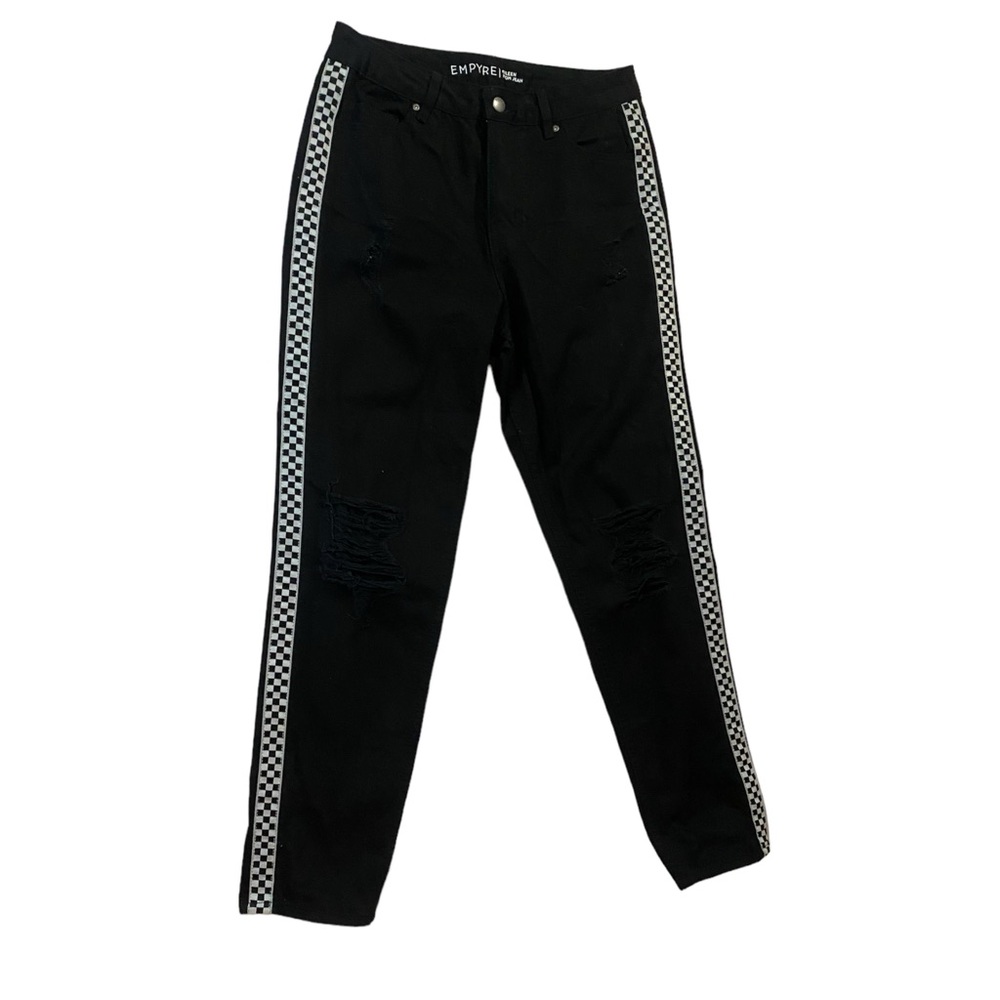 Empire Eileen Mom Jeans with Black White Checkered Stripe Retro Skater Women’s 3